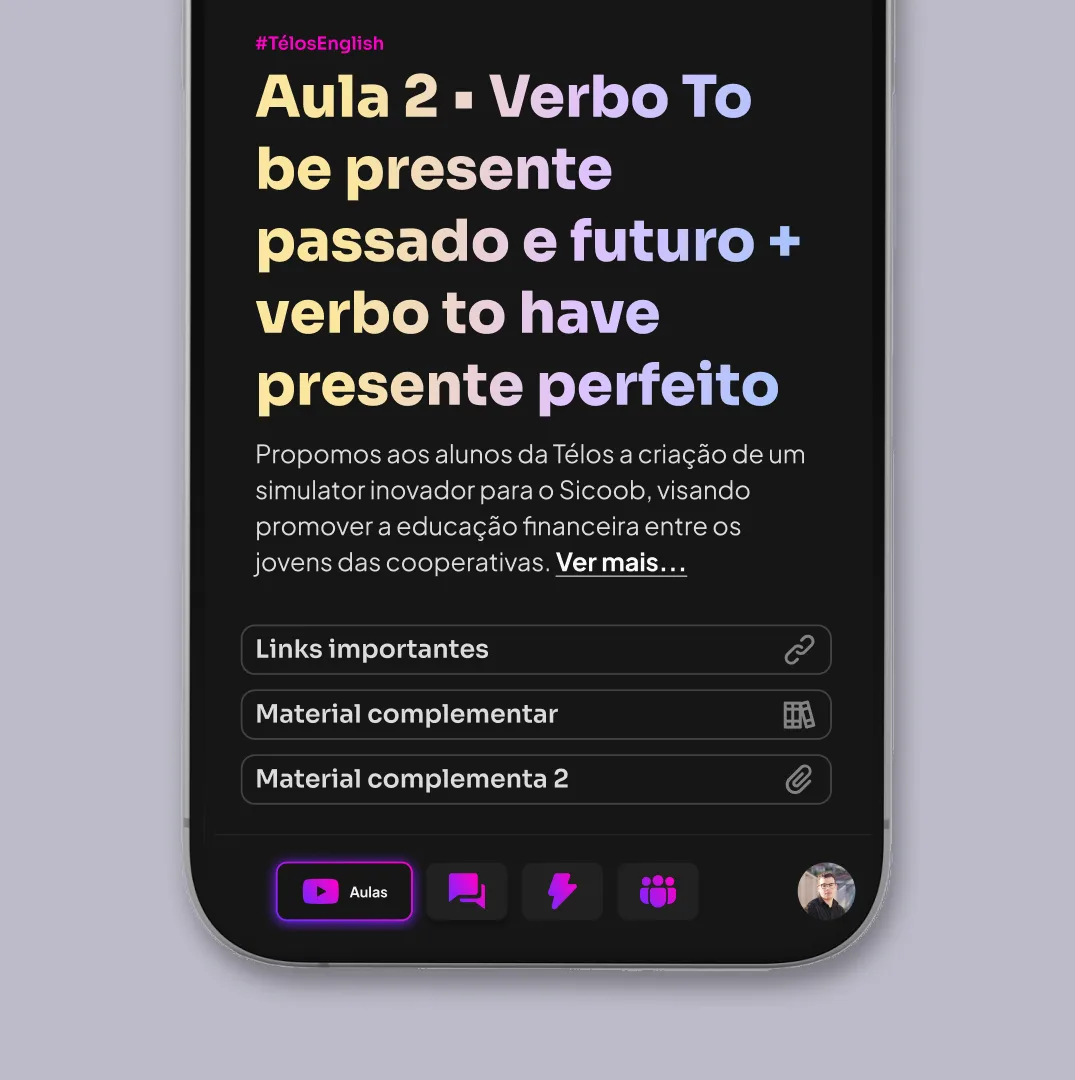 Tela antiga da aula: os materiais complementares aparecem como links genéricos no fim da descrição.